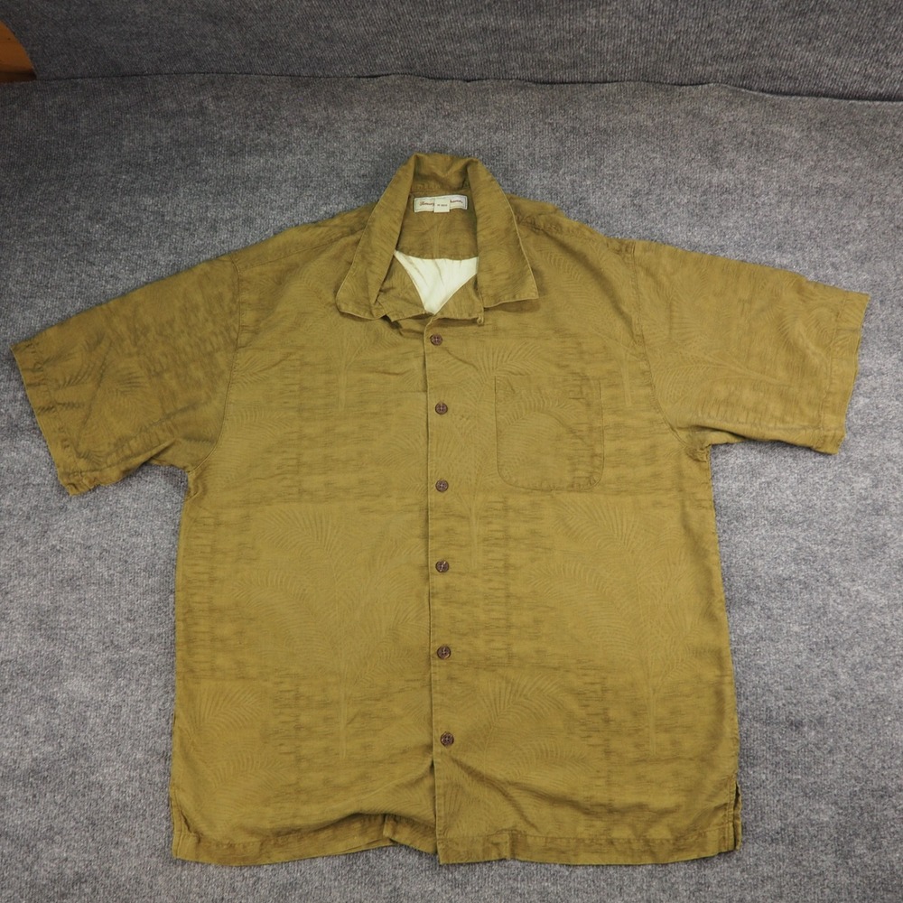 Tommy Bahama Shirt Mens XL Silk Olive Green Palm Tree Aloha Tropical Camp Shirt - Picture 3 of 8